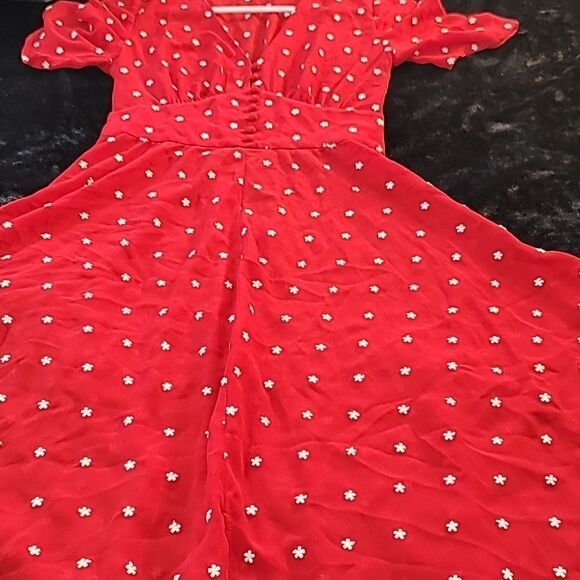 MAJE Raola Dress Red Floral Embroidered Midi - Picture 11 of 16